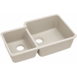 33 Inch Undermount Double Bowl Sink - Bisque view