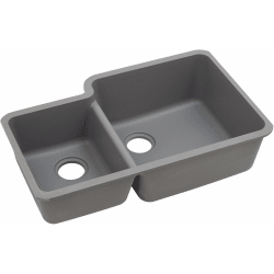 33 Inch Undermount Double Bowl Sink  - Greystone view