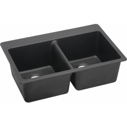 33 Inch Drop-In Double Bowl Sink  - Black view