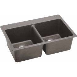 33 Inch Drop-In Double Bowl Sink  - Greige view