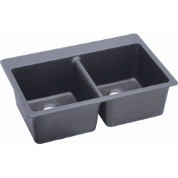 33 Inch Drop-In Double Bowl Sink  - Dusk Gray view