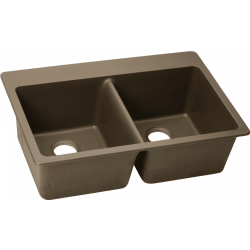 33 Inch Drop-In Double Bowl Sink  - Mocha view