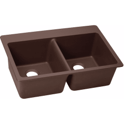 33 Inch Drop-In Double Bowl Sink  - Pecan view