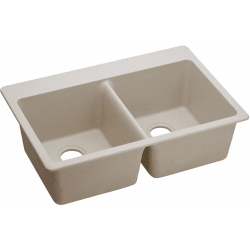 33 Inch Drop-In Double Bowl Sink - Putty view