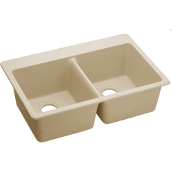 33 Inch Drop-In Double Bowl Sink - Sand view