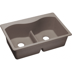 33 Inch Drop-In Double Bowl Sink  - Greige view
