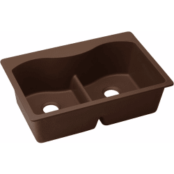33 Inch Drop-In Double Bowl Sink  - Pecan view
