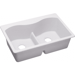 33 Inch Drop-In Double Bowl Sink - White view