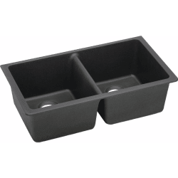 33 Inch Undermount Double Bowl Sink - Black view