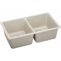 33 Inch Undermount Double Bowl Sink - Bisque view