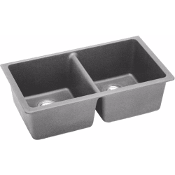 33 Inch Undermount Double Bowl Sink  - Greystone view
