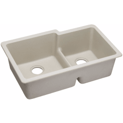 33 Inch Undermount Double Bowl Sink - Bisque view