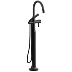 Thermostatic Single Hole Floor Mount Tub Filler Trim  - Momenti™ Thermostatic Single Hole Floor Mount Tub Filler Trim With C-Spout in Black view