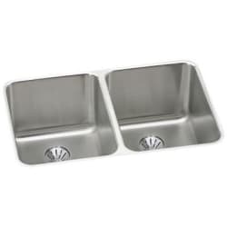 31 1/4 Inch Undermount Double Bowl Stainless Steel Kitchen Sink  - Elkay Lustertone® Classic Stainless Steel Double Bowl Undermount Kitchen Sink with Perfect Drain® view