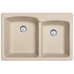 33 Inch Ellipse Dualmount Double Bowl Granite Kitchen Sink  - 33 Inch Ellipse Dualmount Double Bowl Granite Kitchen Sink with 9 Inch Bowl Depth view