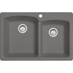 33 Inch Ellipse Granite Drop-In/Undermount Double Bowl Kitchen Sink  - Ellipse EOSG33229-1 Granite Stone Grey view