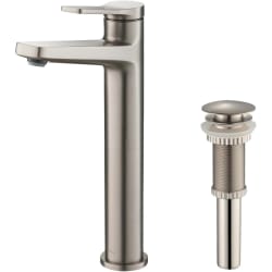 Single Handle Vessel Bathroom Faucet - Single Handle Vessel Bathroom Faucet in Spot Free Stainless Steel in Matching Pop-Up Drain view