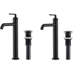 Single Handle Lever Vessel Bathroom Faucet - Single Handle Vessel Bathroom Faucet with Pop-Up Drain in Matte Black (2-Pack) view