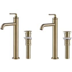 Single Handle Lever Vessel Bathroom Faucet - Single Handle Vessel Bathroom Faucet with Pop-Up Drain in Brushed Gold (2-Pack) view