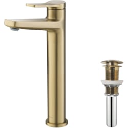 Single Handle Vessel Bathroom Faucet - Single Handle Vessel Bathroom Faucet and Pop Up Drain in Brushed Gold view