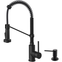 Single Handle Pull Down Commercial Style Kitchen Faucet - Commercial Style Pull-Down Single Handle 18" Kitchen Faucet in Matte Black with Soap Dispenser view
