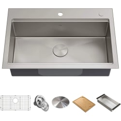 32 Inch Kore™ Workstation Undermount Single Bowl Kitchen Sink  - 32 Inch Kore™ Workstation Undermount Single Bowl Kitchen Sink with 5-Piece Chef's Kit view