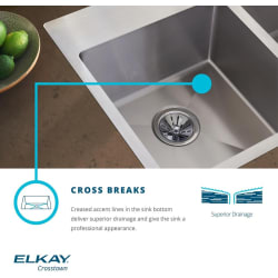 33 Inch Dual Mount Single Bowl Kitchen Sink Kit - 18 Gauge Stainless Steel Single Bowl Dual Mount Kitchen Sink Cross Breaks Feature view