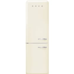 24 Inch Freestanding Bottom Mount Refrigerator  - 24 Inch '50s Style 'No Frost' Fridge-Freezer, Cream, Left Hand Hinge view