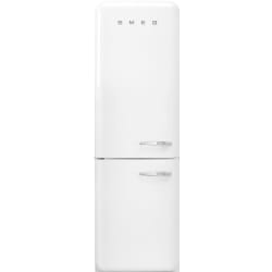 24 Inch Freestanding Bottom Mount Refrigerator - 24 Inch '50s Style 'No Frost' Fridge-Freezer, White, Left Hand Hinge view