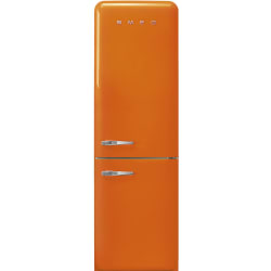 24 Inch Freestanding Bottom Mount Refrigerator  - 24 Inch '50s Style 'No Frost' Fridge-Freezer, Orange, Right Hand Hinge view