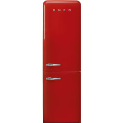 24 Inch Freestanding Bottom Mount Refrigerator  - 24 Inch '50s Style 'No Frost' Fridge-Freezer, Red, Right Hand Hinge view