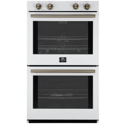 30 Inch Double Electric Wall Oven  - Vomero 30-Inch Double Wall Oven, White, 10 cu.ft Total Capacity, 7100W Convection, Mechanical Controls, Manuel Steam Clean view
