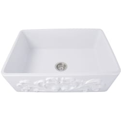 30-Inch Farmhouse Fireclay Sink  - 30-Inch Farmhouse Fireclay Sink with Filigree Apron view