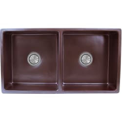 33 Inch Double Bowl Farmhouse Kitchen Sink  - Top View view