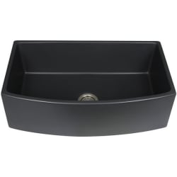 33 Inch Matte Black Farmhouse Fireclay Sink  - 33 Inch Matte Black Farmhouse Fireclay Sink with Curved Apron view