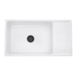 36 Inch Italian Farmhouse Fireclay Sink - 36 Inch Italian Farmhouse Fireclay Sink with Built-In Drainboard view