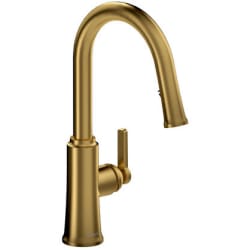 Single-Handle Pull-Down Kitchen Faucet  - Trattoria™ Pull-Down Kitchen Faucet With C-Spout in Brushed Gold view