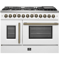 48 Inch Freestanding French Door Dual Fuel Range  - Galiano 48-Inch French Door Dual Fuel Range, 8 Sealed Burners in Front View view