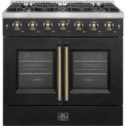 36 Inch Freestanding French Door Gas Range  - Galiano 36″ Freestanding French Door Gas Range in Front View view