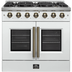 36 Inch Freestanding French Door Gas Range  - Galiano 36″ Freestanding French Door Gas Range in Front View view