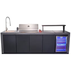Rimini 30 Inch Outdoor Kitchen  - Outdoor Kitchen w/ BBQ, Beverage Center, Sink in Front View view