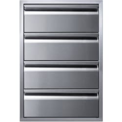 21 Inch Quadruple Access Stainless Steel Drawer Stack  - 21 Inch Quadruple Access Stainless Steel Drawer Stack with Soft Close view