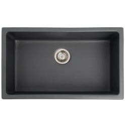 30 Inch Dual Mount Single Bowl Fireclay Kitchen Sink  - 0-Inch Rome Dual Mount Single Bowl Fireclay Kitchen Sink with Bottom Grid in Charcoal view