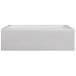 33 Inch Apron Front Single Bowl Reversible Fireclay Kitchen Sink  - 33-Inch Venice Farmhouse Apron Front Single Bowl Reversible Fireclay Kitchen Sink with Bottom Grid in White Gloss view