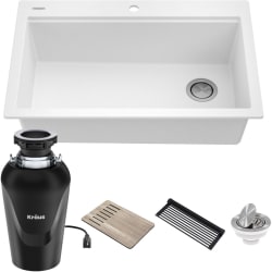 33 Inch Top Mount Drop-In Workstation Single Bowl Granite Kitchen Sink  - 33 Inch Top Mount Drop-In Workstation Single Bowl Granite Kitchen Sink with Accessories view