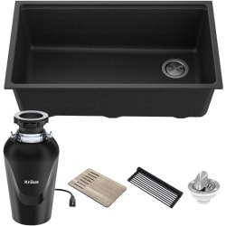 33 Inch Undermount Workstation Single Bowl Granite Kitchen Sink  - 33 Inch Undermount Workstation Single Bowl Granite Kitchen Sink with Chef's Kit view