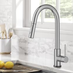 Single Handle Touch Pull Down Contemporary Sprayer Kitchen Faucet - Contemporary Single-Handle Touch Kitchen Sink Faucet with Pull Down Sprayer in Chrome view