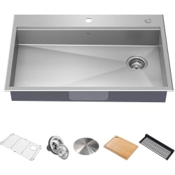 33 Inch Kore™ Dual Mount Workstation Single Bowl Kitchen Sink - 33 Inch Dual Mount Workstation Single Bowl Stainless Steel Kitchen Sink view