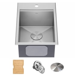15 Inch Kore™ Top Mount Outdoor Workstation Single Bowl Kitchen Sink - 15 Inch Top Mount Workstation Single Bowl Stainless Steel Outdoor Rated Kitchen Sink view