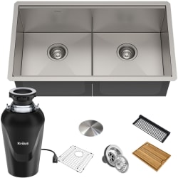 33 Inch Kore™ Undermount Workstation Double Bowl Kitchen Sink - 33 Inch Undermount Workstation Double Bowl Stainless Steel Kitchen Sink view